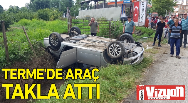 Terme’de araç takla attı: 3 yaralı