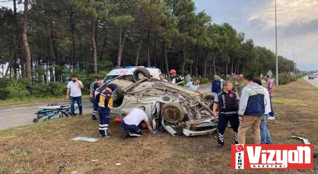 Terme’de otomobil takla attı: 1 yaralı