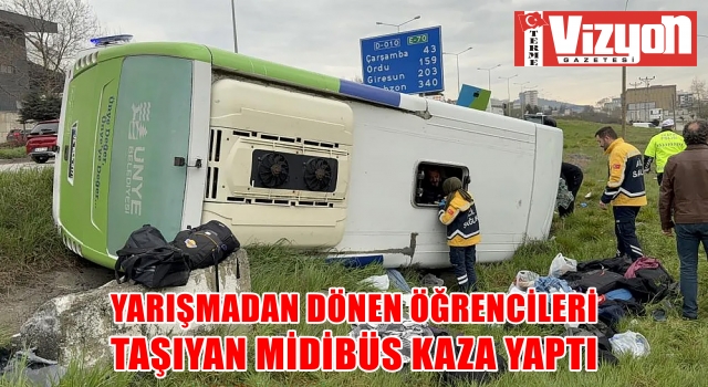 Yarışmadan dönen öğrencileri taşıyan midibüs kaza yaptı: 9’u öğrenci 15 yaralı