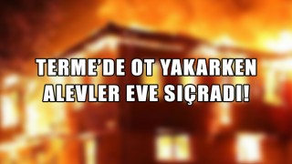 TERME'DE OT YAKARKEN ALEVLER EVE SIÇRADI!